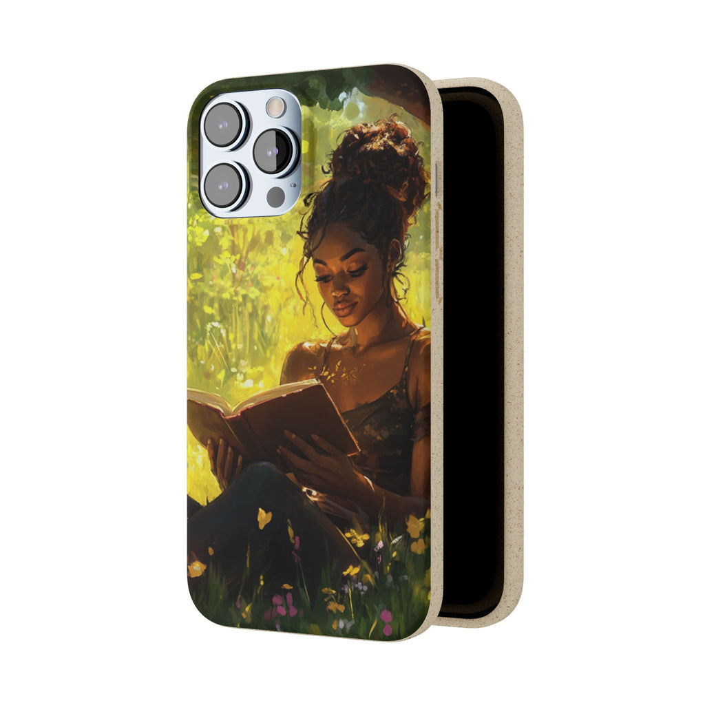 Eco-Friendly Biodegradable Phone Case with Black Woman Reading