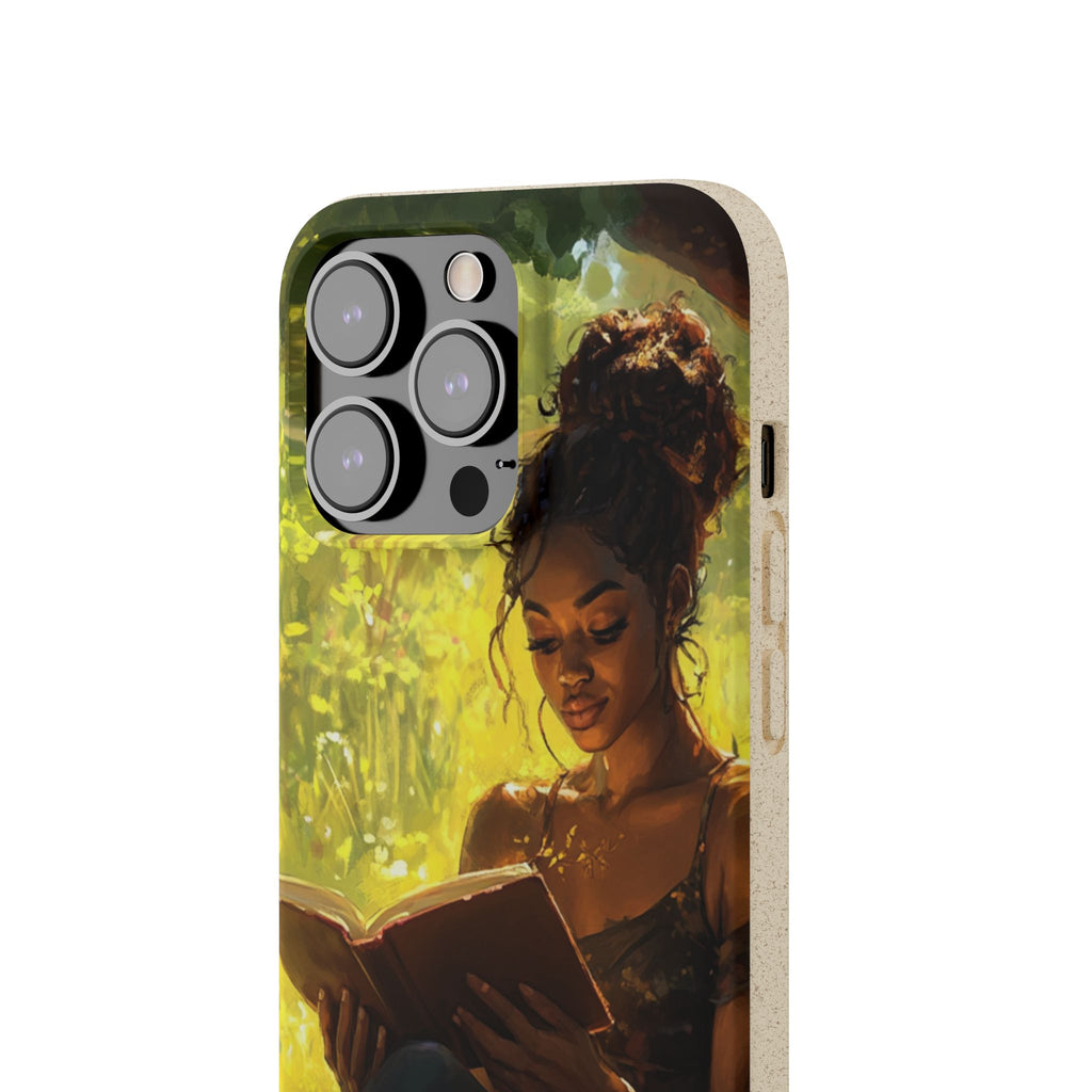 Eco-Friendly Biodegradable Phone Case with Black Woman Reading
