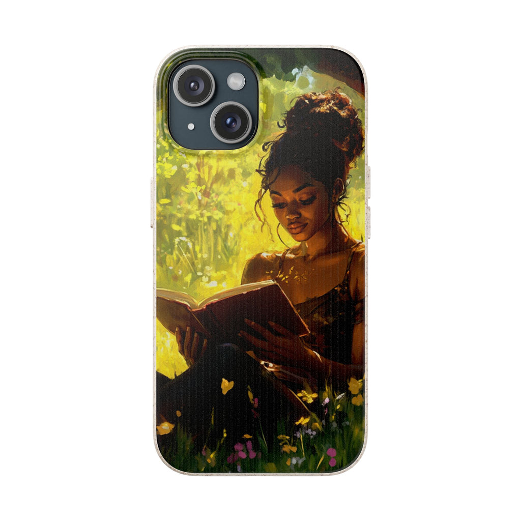 Eco-Friendly Biodegradable Phone Case with Black Woman Reading