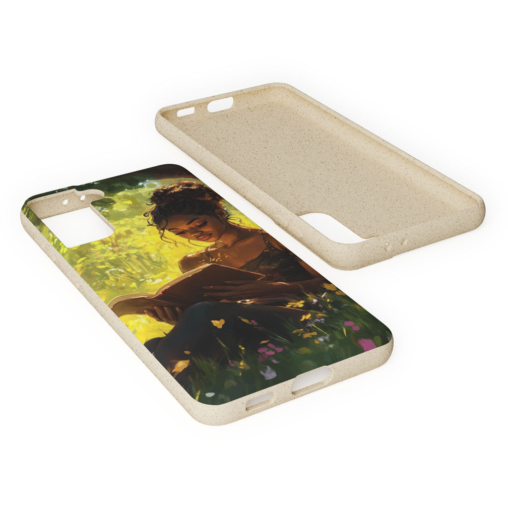 Eco-Friendly Biodegradable Phone Case with Black Woman Reading