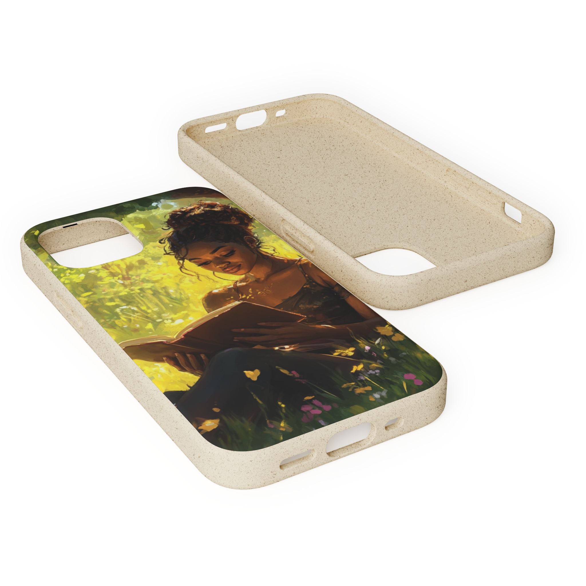 Eco-Friendly Biodegradable Phone Case with Black Woman Reading