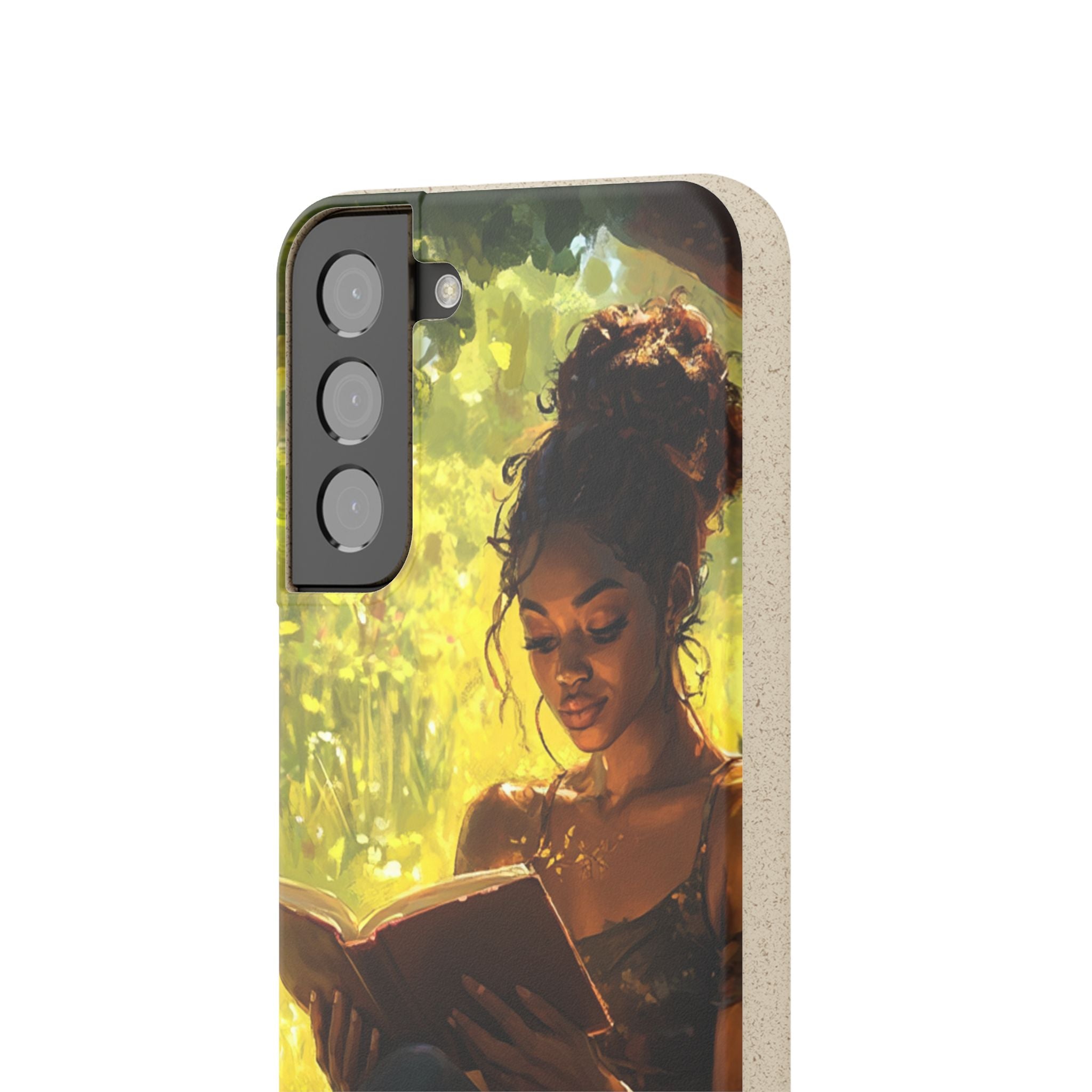 Eco-Friendly Biodegradable Phone Case with Black Woman Reading