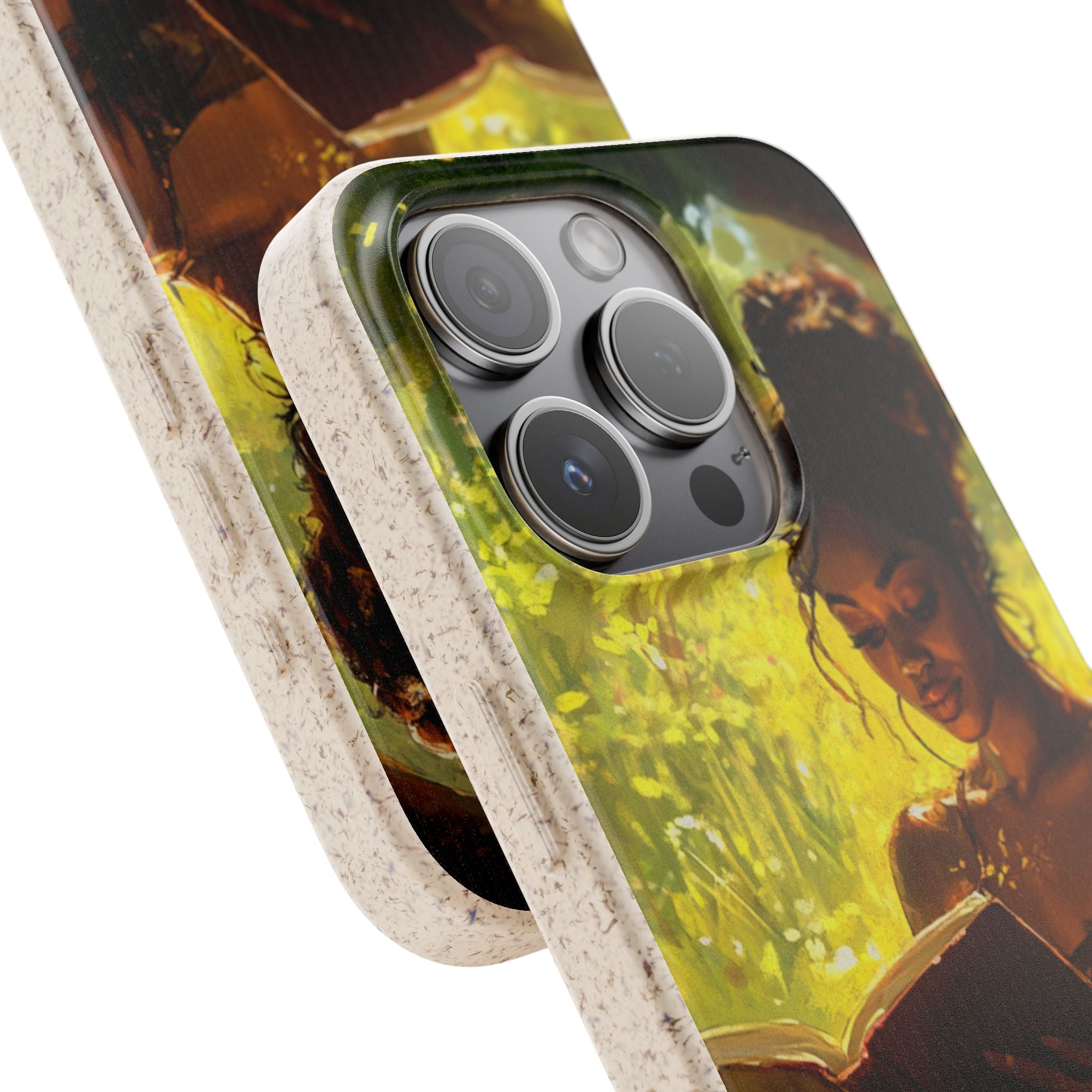 Eco-Friendly Biodegradable Phone Case with Black Woman Reading