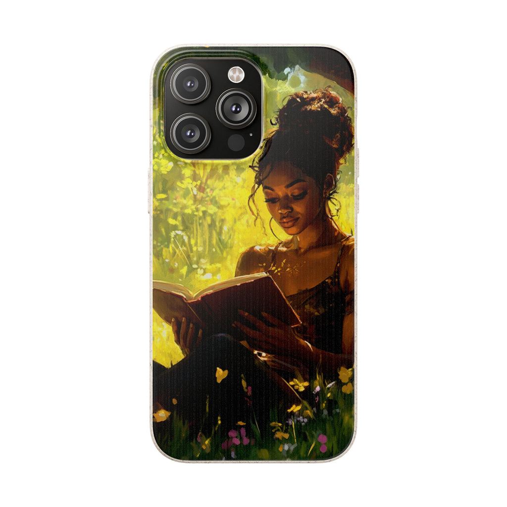 Eco-Friendly Biodegradable Phone Case with Black Woman Reading