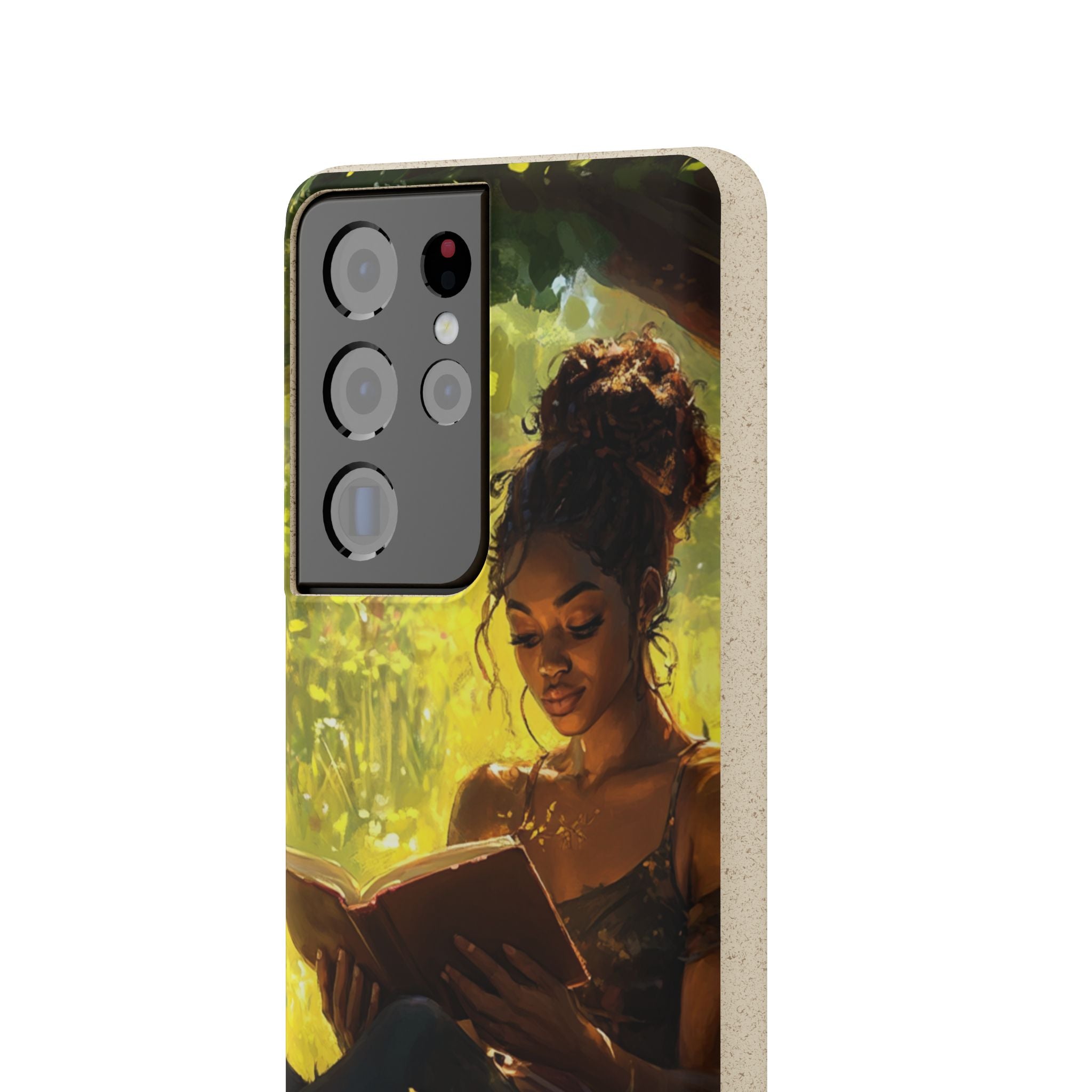Eco-Friendly Biodegradable Phone Case with Black Woman Reading