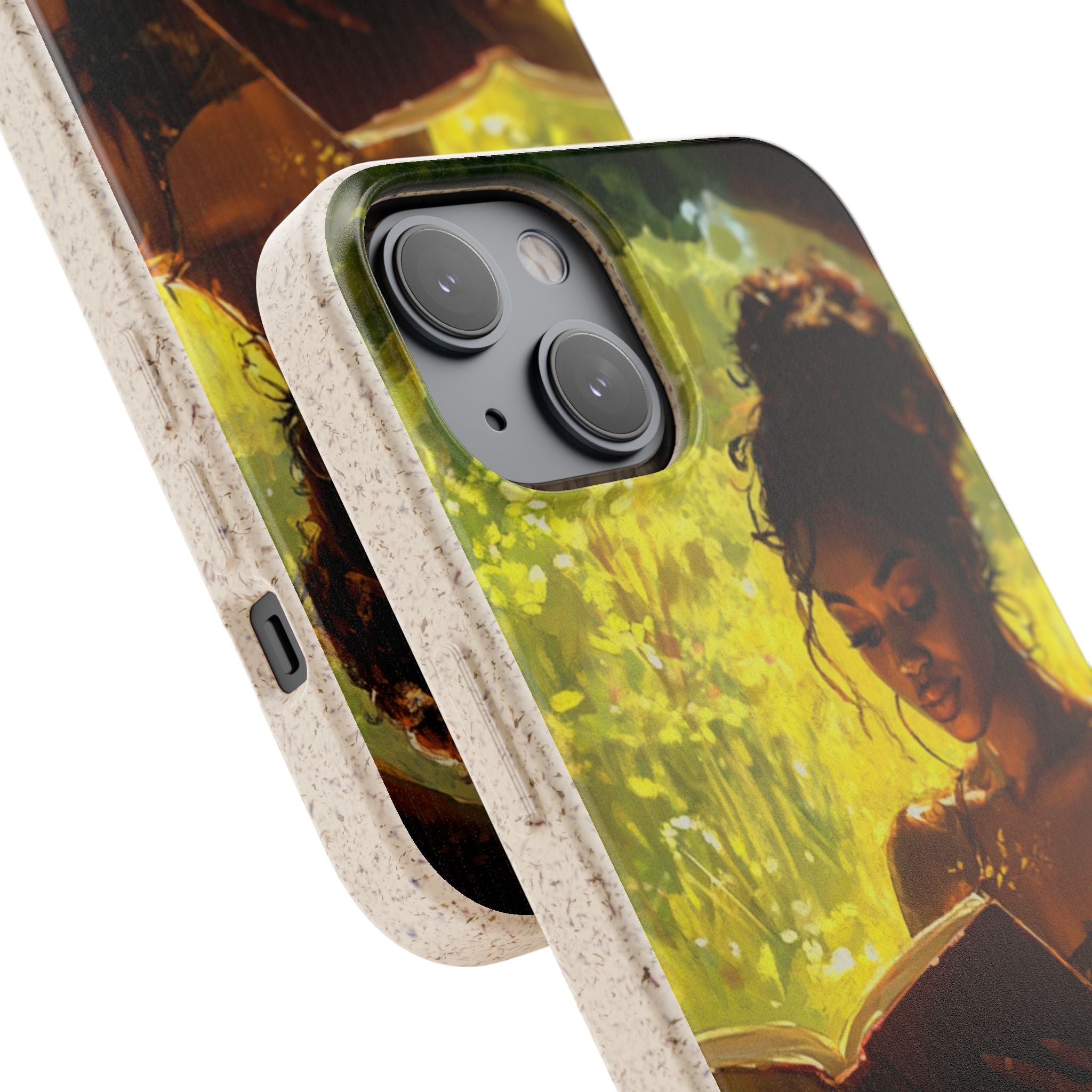 Eco-Friendly Biodegradable Phone Case with Black Woman Reading