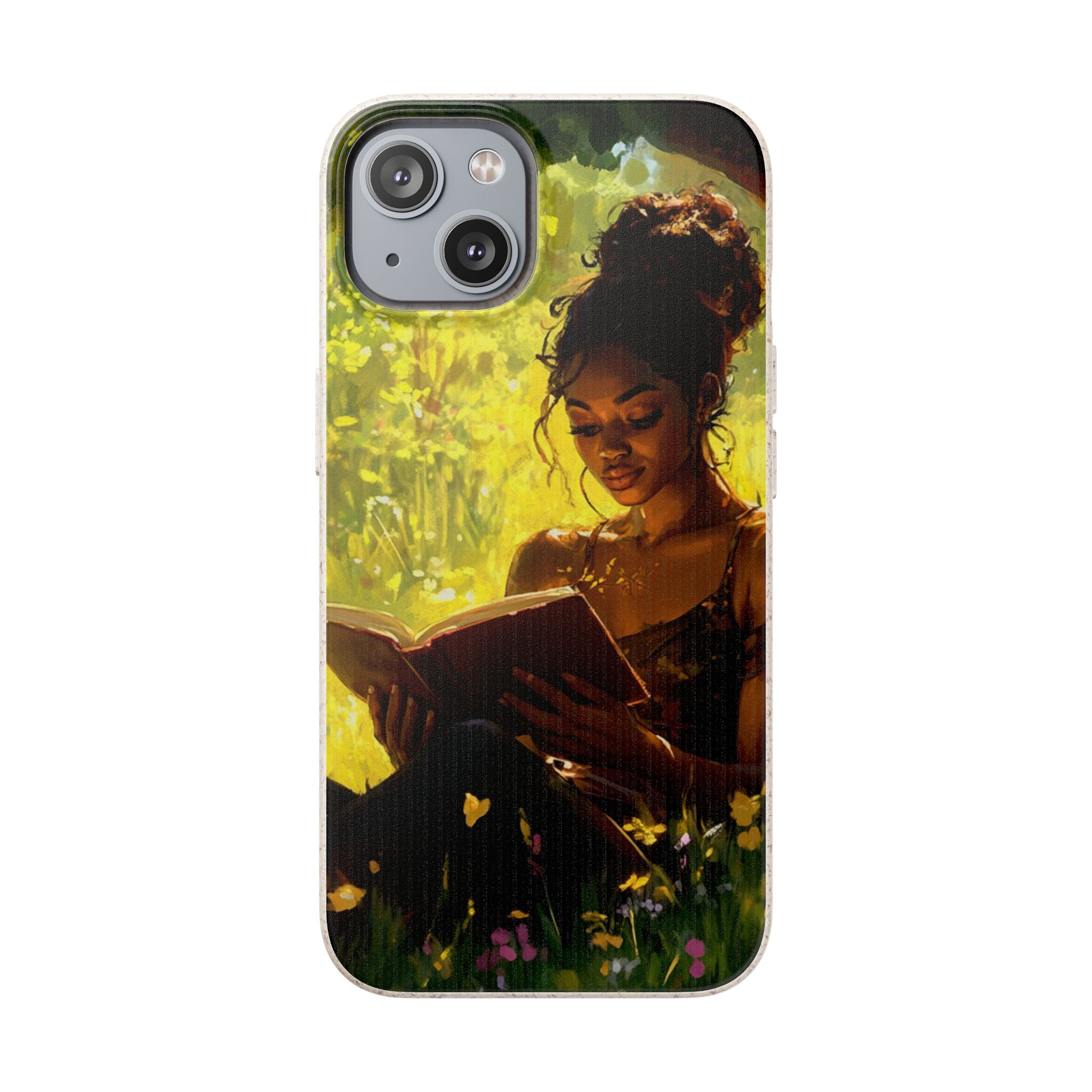 Eco-Friendly Biodegradable Phone Case with Black Woman Reading