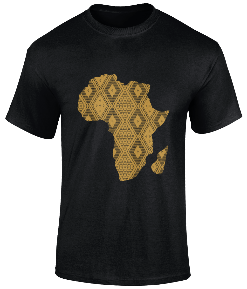 Africa map kids t-shirt with panu di pinti pattern