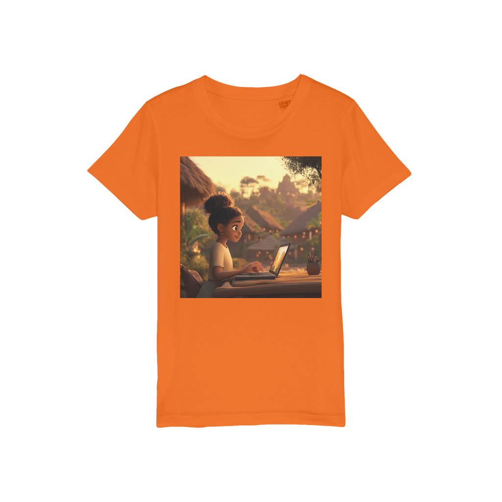 Smart Black Girl Organic Jersey Kids T-Shirt Orange colour