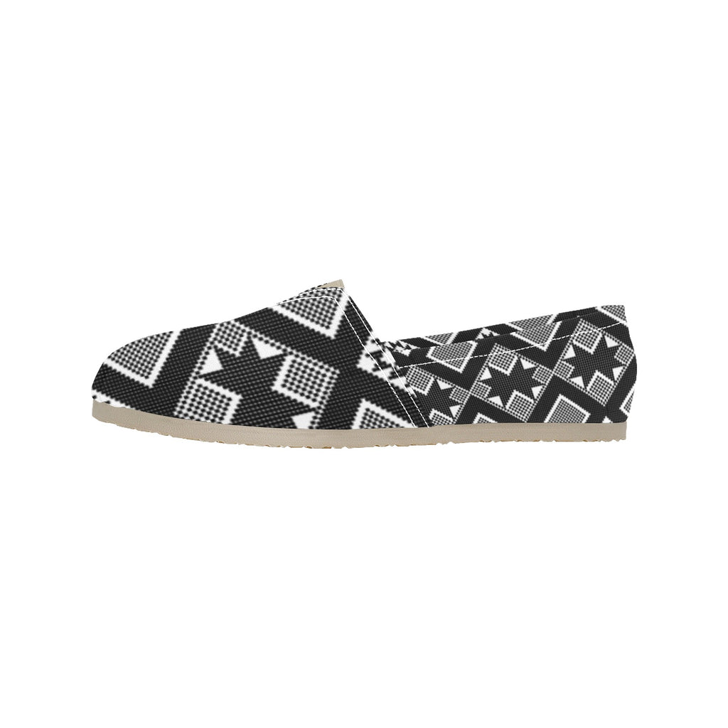 women's cava shoes in black and white geometric pattern