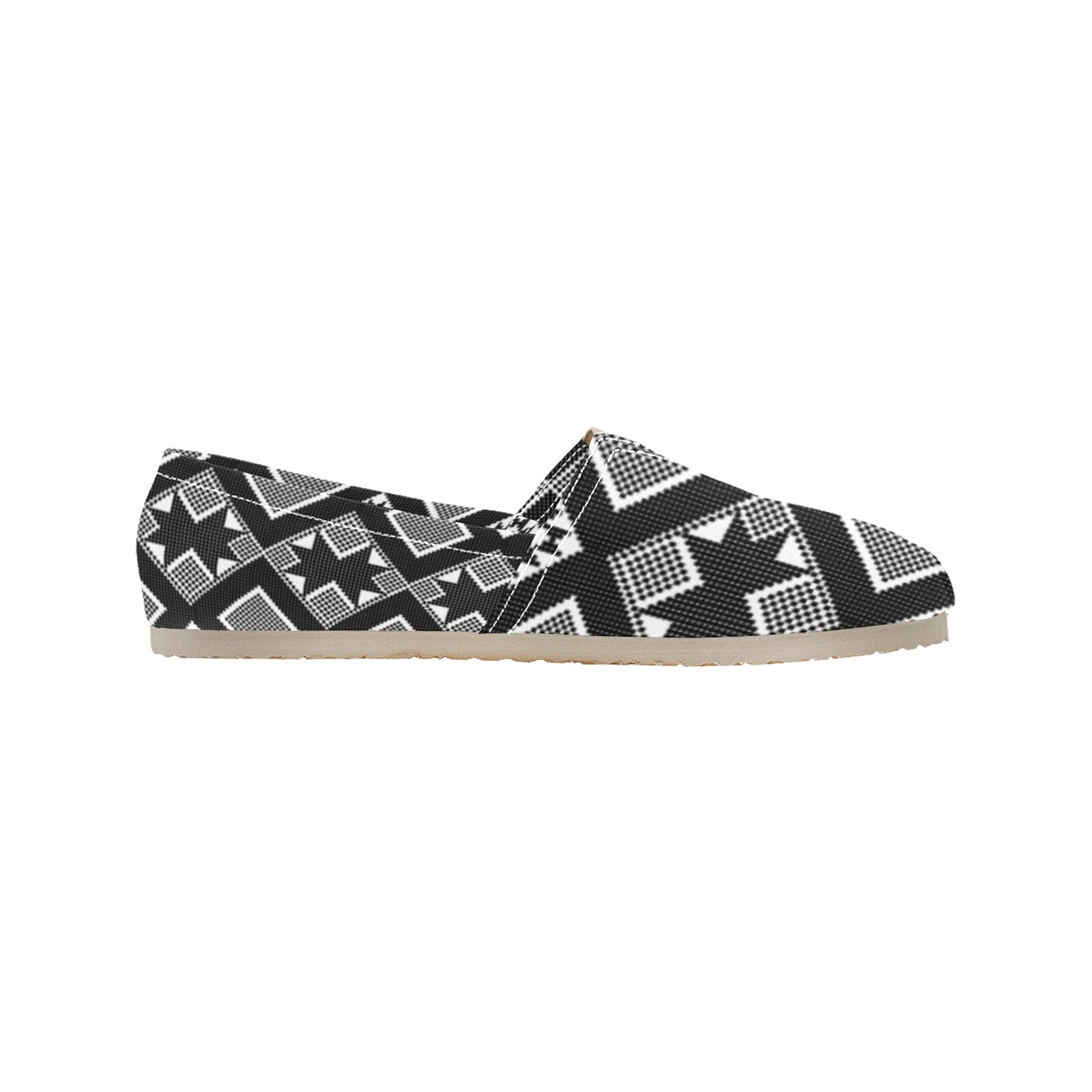 women's cava shoes in black and white geometric pattern