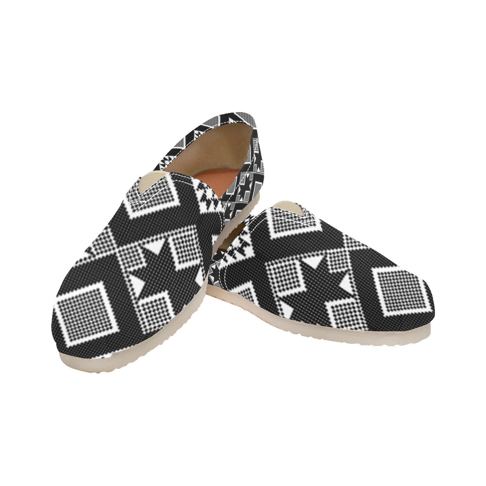 women's cava shoes in black and white geometric pattern
