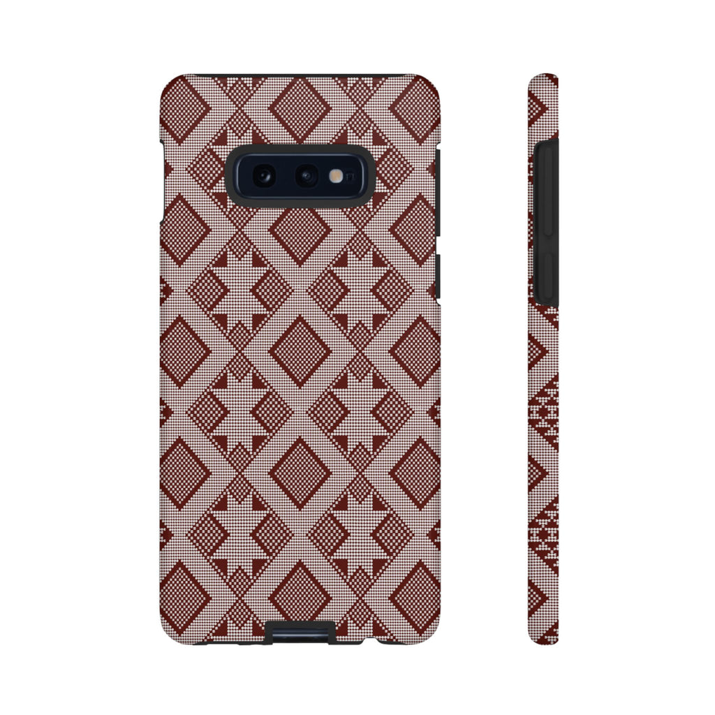 Geometric phone case design inspired in Guinea-Bissau's Panu di Pinti, traditional woven fabric.