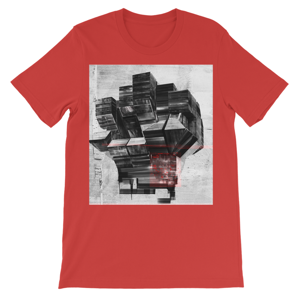 Kids Premium T-shirt. Red background and black and white image in centre.