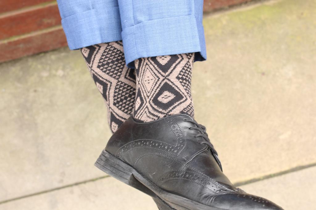 Brown sock inspired by Guinea-Bissau panu di pinti pattern