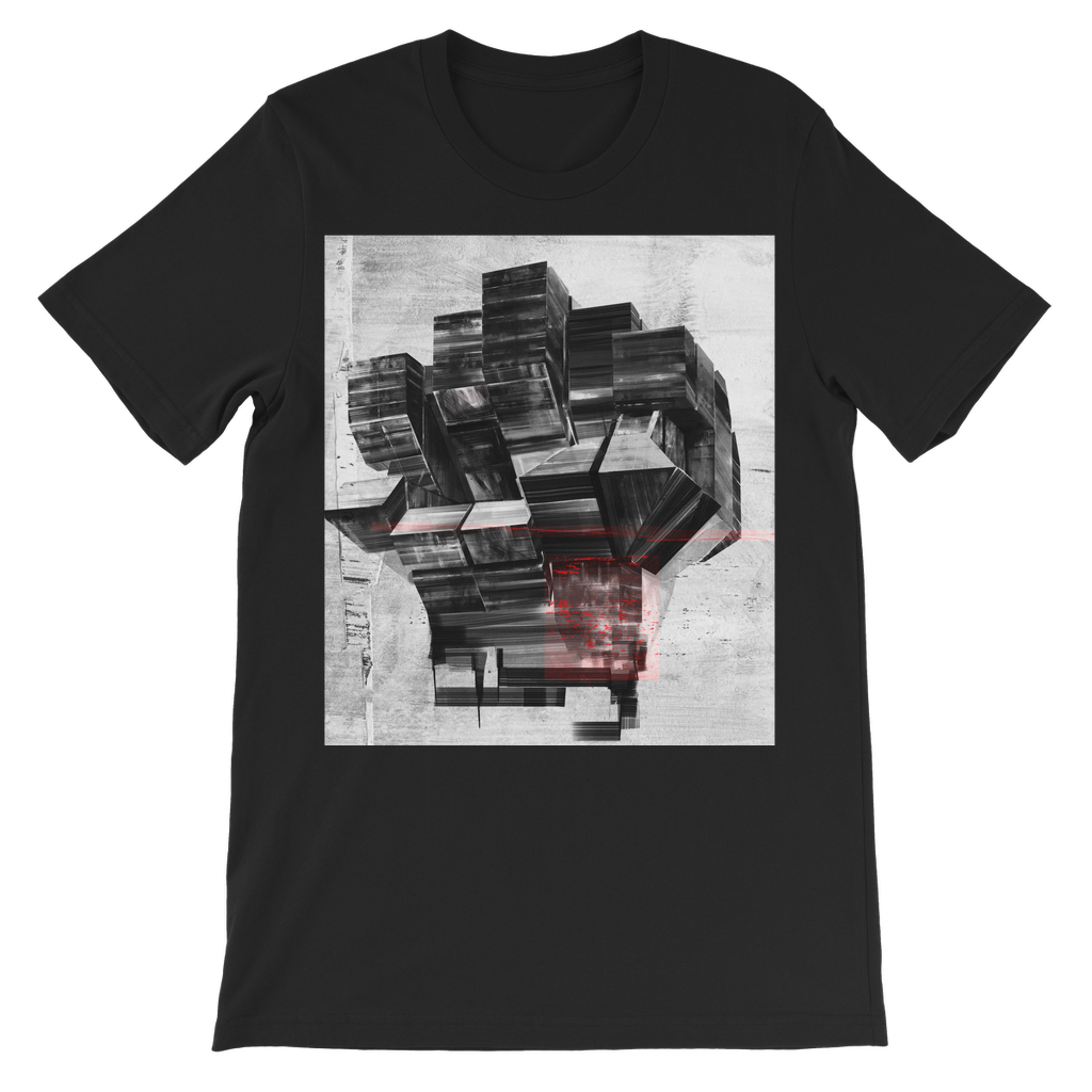 Kids Premium T-shirt. Black background and black and white image in centre.